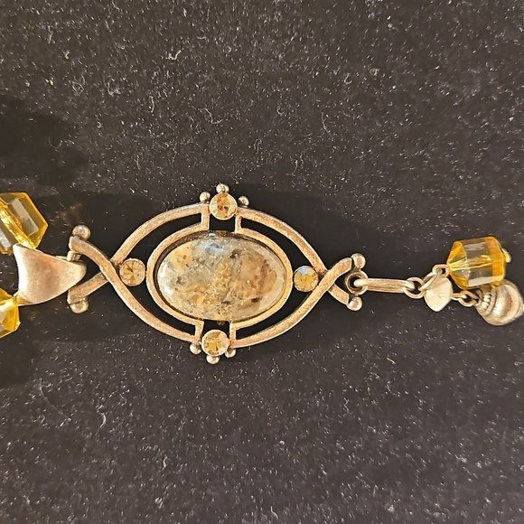 CHICO'S 20" Pewtertone and Gold Cut Crystals & Pewtertone Beaded Necklace - Picture 2 of 9